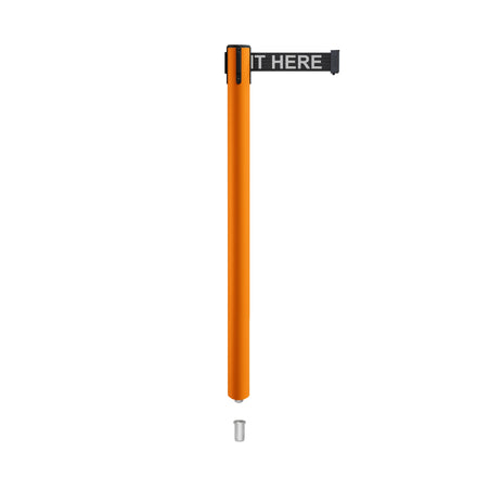 Retractable Belt Barrier Stanchion, Mini Socket Base, Orange Post, 9 ft Belt - Montour Line MSX630SK