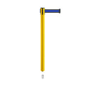 Retractable Belt Barrier Stanchion, Mini Socket Base, Yellow Post, 9 ft Belt - Montour Line MSX630SK