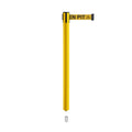 Retractable Belt Barrier Stanchion, Mini Socket Base, Yellow Post, 9 ft Belt - Montour Line MSX630SK