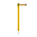 Retractable Belt Barrier Stanchion, Mini Socket Base, Yellow Post, 9 ft Belt - Montour Line MSX630SK