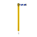 Retractable Belt Barrier Stanchion, Mini Socket Base, Yellow Post, 11 ft Belt - Montour Line MSX630SK