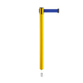 Retractable Belt Barrier Stanchion, Mini Socket Base, Yellow Post, 9 ft Belt - Montour Line MSX630SK