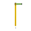 Retractable Belt Barrier Stanchion, Mini Socket Base, Yellow Post, 9 ft Belt - Montour Line MSX630SK