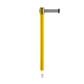 Retractable Belt Barrier Stanchion, Mini Socket Base, Yellow Post, 9 ft Belt - Montour Line MSX630SK