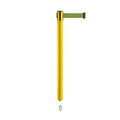 Retractable Belt Barrier Stanchion, Mini Socket Base, Yellow Post, 9 ft Belt - Montour Line MSX630SK