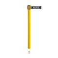 Retractable Belt Barrier Stanchion, Mini Socket Base, Yellow Post, 9 ft Belt - Montour Line MSX630SK