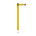 Retractable Belt Barrier Stanchion, Mini Socket Base, Yellow Post, 11 ft Belt - Montour Line MSX630SK