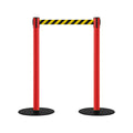 Safety Retractable Belt Barrier Stanchion, Low Profile Steel Base, Red Post, 11  Ft. Belt - Montour Line MSX630
