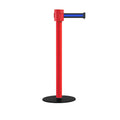 Safety Portable Retractable Belt Barrier Stanchion with Low Profile Base, Red Post, 35 Ft Belt - Montour Line MSX760