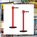 Safety Portable Retractable Belt Barrier Stanchion with Low Profile Base, Red Post, 35 Ft Belt - Montour Line MSX760