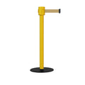 Safety Portable Retractable Belt Barrier Stanchion with Low Profile Base, Yellow Post, 35 Ft Belt - Montour Line MSX760