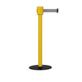 Safety Portable Retractable Belt Barrier Stanchion with Low Profile Base, Yellow Post, 35 Ft Belt - Montour Line MSX760