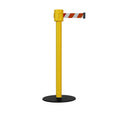 Safety Portable Retractable Belt Barrier Stanchion with Low Profile Base, Yellow Post, 35 Ft Belt - Montour Line MSX760