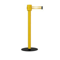 Safety Portable Retractable Belt Barrier Stanchion with Low Profile Base, Yellow Post, 35 Ft Belt - Montour Line MSX760