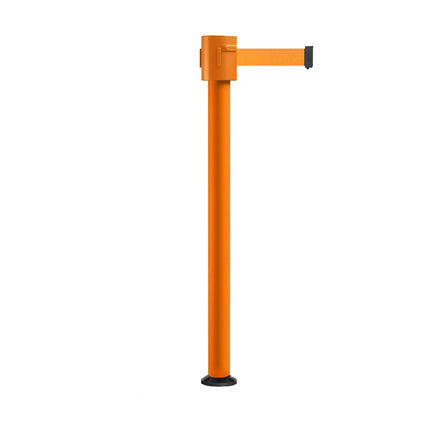 Retractable Belt Barrier Stanchion, Fixed Base, Orange Post, 35 ft Belt - Montour Line MSX760F