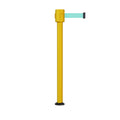 Retractable Belt Barrier Stanchion, Fixed Base, Yellow Post, 35 ft Belt - Montour Line MSX760F