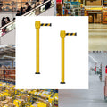 Retractable Belt Barrier Stanchion, Fixed Base, Yellow Post, 35 ft Belt - Montour Line MSX760F