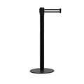 Retractable Belt Barrier Stanchion, Low Profile Steel Base, Black Post,  11 Ft. Belt - Montour Line MX630