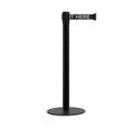 Retractable Belt Barrier Stanchion, Low Profile Steel Base, Black Post,  11 Ft. Belt - Montour Line MX630