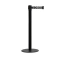 Retractable Belt Barrier Stanchion, Low Profile Steel Base, Black Post,  11 Ft. Belt - Montour Line MX630