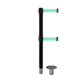 Retractable Dual Belt Barrier Stanchion, Removable Base, Black Post, 9 Ft. Belt - Montour Line MX630DR