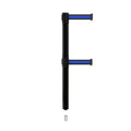 Retractable Dual Belt Barrier Stanchion, Mini Socket Base, Black Post, 13 ft Belt - Montour Line MX630DSK