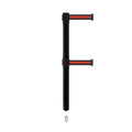 Retractable Dual Belt Barrier Stanchion, Mini Socket Base, Black Post, 13 ft Belt - Montour Line MX630DSK