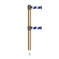 Retractable Dual Belt Barrier Stanchion, Mini Socket Base, Polished Brass Post, 11 ft Belt - Montour Line MX630DSK
