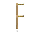 Retractable Dual Belt Barrier Stanchion, Mini Socket Base, Polished Brass Post, 13 ft Belt - Montour Line MX630DSK