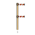 Retractable Dual Belt Barrier Stanchion, Mini Socket Base, Polished Brass Post, 13 ft Belt - Montour Line MX630DSK