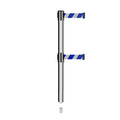 Retractable Dual Belt Barrier Stanchion, Mini Socket Base, Polished Stainless Steel Post, 11 ft Belt - Montour Line MX630DSK
