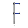 Retractable Dual Belt Barrier Stanchion, Mini Socket Base, Polished Stainless Steel Post, 11 ft Belt - Montour Line MX630DSK
