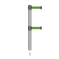 Retractable Dual Belt Barrier Stanchion, Mini Socket Base, Polished Stainless Steel Post, 11 ft Belt - Montour Line MX630DSK