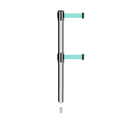 Retractable Dual Belt Barrier Stanchion, Mini Socket Base, Polished Stainless Steel Post, 11 ft Belt - Montour Line MX630DSK