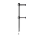 Retractable Dual Belt Barrier Stanchion, Mini Socket Base, Polished Stainless Steel Post, 11 ft Belt - Montour Line MX630DSK