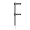 Retractable Dual Belt Barrier Stanchion, Mini Socket Base, Polished Stainless Steel Post, 11 ft Belt - Montour Line MX630DSK