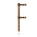Retractable Dual Belt Barrier Stanchion, Mini Socket Base, Satin Brass Post, 9 ft Belt - Montour Line MX630DSK