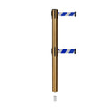 Retractable Dual Belt Barrier Stanchion, Mini Socket Base, Satin Brass Post, 9 ft Belt - Montour Line MX630DSK