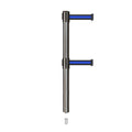 Retractable Dual Belt Barrier Stanchion, Mini Socket Base, Satin Stainless Steel Post, 9 ft Belt - Montour Line MX630DSK