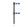 Retractable Dual Belt Barrier Stanchion, Mini Socket Base, Satin Stainless Steel Post, 9 ft Belt - Montour Line MX630DSK