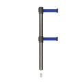 Retractable Dual Belt Barrier Stanchion, Mini Socket Base, Satin Stainless Steel Post, 9 ft Belt - Montour Line MX630DSK