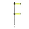 Retractable Dual Belt Barrier Stanchion, Mini Socket Base, Satin Stainless Steel Post, 9 ft Belt - Montour Line MX630DSK