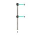 Retractable Dual Belt Barrier Stanchion, Mini Socket Base, Satin Stainless Steel Post, 13 ft Belt - Montour Line MX630DSK