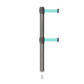Retractable Dual Belt Barrier Stanchion, Mini Socket Base, Satin Stainless Steel Post, 9 ft Belt - Montour Line MX630DSK