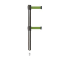 Retractable Dual Belt Barrier Stanchion, Mini Socket Base, Satin Stainless Steel Post, 9 ft Belt - Montour Line MX630DSK