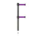 Retractable Dual Belt Barrier Stanchion, Mini Socket Base, Satin Stainless Steel Post, 9 ft Belt - Montour Line MX630DSK