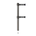 Retractable Dual Belt Barrier Stanchion, Mini Socket Base, Satin Stainless Steel Post, 9 ft Belt - Montour Line MX630DSK