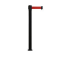 Retractable Belt Barrier Stanchion, Fixed Base, Black Post, 11 Ft. Belt - Montour Line MX630F