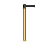 Retractable Belt Barrier Stanchion, Fixed Base, Polished Brass Post, 11 Ft. Belt - Montour Line MX630F