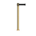 Retractable Belt Barrier Stanchion, Fixed Base, Polished Brass Post, 11 Ft. Belt - Montour Line MX630F